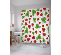 Штора (занавеска) для ванной JoyArty "Долина земляники" из сатена, 180х200 см с крючками, sc_30345