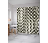 Штора (занавеска) для ванной JoyArty "Квадраты и стрелки" из сатена, 180х200 см с крючками, sc_30691