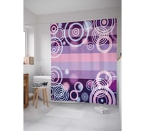 Штора (занавеска) для ванной JoyArty "Розовые круги" из сатена, 180х200 см с крючками, sc_30424