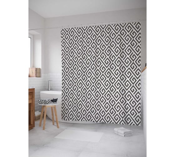 Штора (занавеска) для ванной JoyArty "Сломанный рог" из сатена, 180х200 см с крючками, sc_30667 1