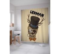 Штора (занавеска) для ванной JoyArty "Череп Леман" из сатена, 180х200 см с крючками, sc_3974