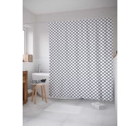 Штора (занавеска) для ванной JoyArty "Классика ромбов" из сатена, 180х200 см с крючками, sc_30563