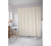 Штора (занавеска) для ванной JoyArty "Цветные капли" из сатена, 180х200 см с крючками, sc_30710