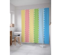Штора (занавеска) для ванной JoyArty "Радуга зигзагами" из сатена, 180х200 см с крючками, sc_3777