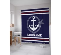 Штора (занавеска) для ванной JoyArty "Якорь и швартовочный трос" из сатена, 180х200 см с крючками, sc_5624