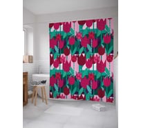 Штора (занавеска) для ванной JoyArty "Сад из тюльпанов" из сатена, 180х200 см с крючками, sc_30458