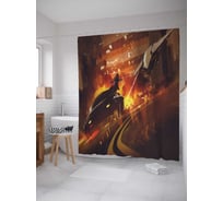 Штора (занавеска) для ванной JoyArty "Фантастическая погоня" из сатена, 180х200 см с крючками, sc_30028