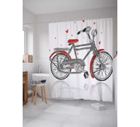 Штора (занавеска) для ванной JoyArty "Любовный велосипед" из сатена, 180х200 см с крючками, sc_30372