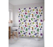 Штора (занавеска) для ванной JoyArty "Летний микс" из сатена, 180х200 см с крючками, sc_55405