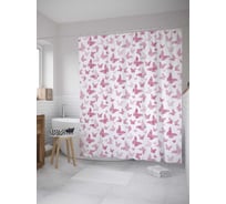 Штора (занавеска) для ванной JoyArty "Нашествие мотыльков" из сатена, 180х200 см с крючками, sc_35506