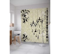 Штора (занавеска) для ванной JoyArty "Люстра с узорами" из сатена, 180х200 см с крючками, sc_3375