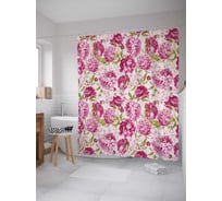 Штора (занавеска) для ванной JoyArty "Яркие цветы" из сатена, 180х200 см с крючками, sc_30461