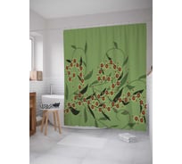 Штора (занавеска) для ванной JoyArty "Ветви ягод" из сатена, 180х200 см с крючками, sc_30961
