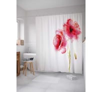 Штора (занавеска) для ванной JoyArty "Красочные цветы" из сатена, 180х200 см с крючками, sc_30432