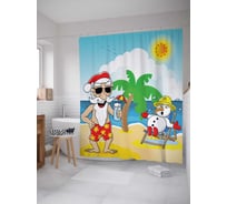 Штора (занавеска) для ванной JoyArty "Счастливый Санта" из сатена, 180х200 см с крючками, sc_5592