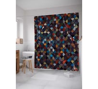 Штора (занавеска) для ванной JoyArty "Потертый круговой узор" из сатена, 180х200 см с крючками, sc_30478