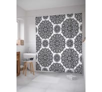 Штора (занавеска) для ванной JoyArty "Кружевные цветы" из сатена, 180х200 см с крючками, sc_30485