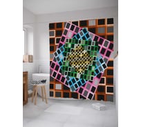 Штора (занавеска) для ванной JoyArty "Разноцветные кубы" из сатена, 180х200 см с крючками, sc_30390