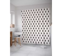 Штора (занавеска) для ванной JoyArty "Черные фигуры" из сатена, 180х200 см с крючками, sc_30488