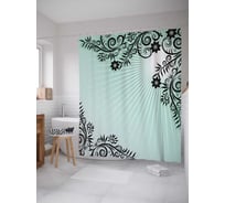 Штора (занавеска) для ванной JoyArty "Цветочная угловая рамка" из сатена, 180х200 см с крючками, sc_30963