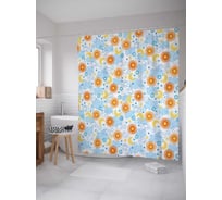 Штора (занавеска) для ванной JoyArty "Тучи, солнце и луна" из сатена, 180х200 см с крючками, sc_30956