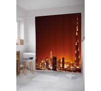 Штора (занавеска) для ванной JoyArty "Городской закат" из сатена, 180х200 см с крючками, sc_30780