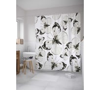 Штора (занавеска) для ванной JoyArty "Нежные бабочки" из сатена, 180х200 см с крючками, sc_31007