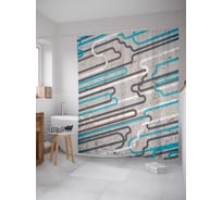 Штора (занавеска) для ванной JoyArty "Линии непонимания" из сатена, 180х200 см с крючками, sc_30407