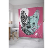 Штора (занавеска) для ванной JoyArty "Полуорнаментный пес" из сатена, 180х200 см с крючками, sc_32785
