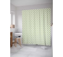 Штора (занавеска) для ванной JoyArty "Мятные ромбы" из сатена, 180х200 см с крючками, sc_30628