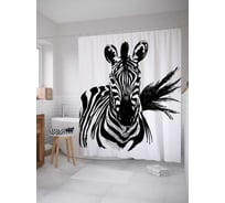 Штора (занавеска) для ванной JoyArty "Облик зебры" из сатена, 180х200 см с крючками, sc_30383