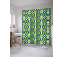 Штора (занавеска) для ванной JoyArty "Геометрическая хаотичная симметрия" из сатена, 180х200 см с крючками, sc_30781