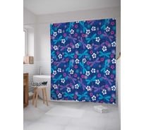 Штора (занавеска) для ванной JoyArty "Стрекозы и цветы" из сатена, 180х200 см с крючками, sc_30981