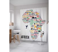 Штора (занавеска) для ванной JoyArty "Разновцетная Африка" из сатена, 180х200 см с крючками, sc_30418