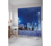 Штора (занавеска) для ванной JoyArty "Город у реки" из сатена, 180х200 см с крючками, sc_30839