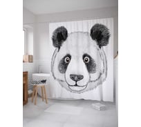 Штора (занавеска) для ванной JoyArty "Нарисованная панда" из сатена, 180х200 см с крючками, sc_30365