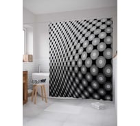Штора (занавеска) для ванной JoyArty "Блики кругов" из сатена, 180х200 см с крючками, sc_30787