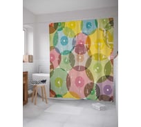 Штора (занавеска) для ванной JoyArty "Потертые круги" из сатена, 180х200 см с крючками, sc_30997