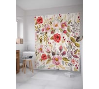 Штора (занавеска) для ванной JoyArty "Цветочная солянка" из сатена, 180х200 см с крючками, sc_30479