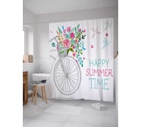 Штора (занавеска) для ванной JoyArty "Счастливое летнее время" из сатена, 180х200 см с крючками, sc_30297