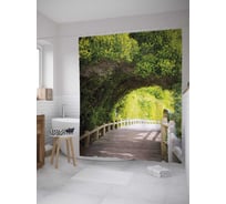 Штора (занавеска) для ванной JoyArty "Мостик в зелени" из сатена, 180х200 см с крючками, sc_32716