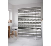 Штора (занавеска) для ванной JoyArty "Узорчатые полосы" из сатена, 180х200 см с крючками, sc_30482