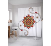Штора (занавеска) для ванной JoyArty "Мандала лотоса" из сатена, 180х200 см с крючками, sc_35476