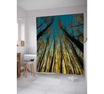 Штора (занавеска) для ванной JoyArty "Утренний лес" из сатена, 180х200 см с крючками, sc_30793