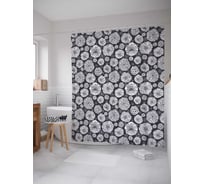 Штора (занавеска) для ванной JoyArty "Серые одуванчики" из сатена, 180х200 см с крючками, sc_30682