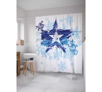 Штора (занавеска) для ванной JoyArty "Замороженная звезда" из сатена, 180х200 см с крючками, sc_30320