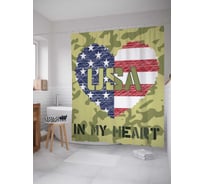 Штора (занавеска) для ванной JoyArty "Америка в моем сердце" из сатена, 180х200 см с крючками, sc_30439