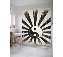 Штора (занавеска) для ванной JoyArty "Полосатая гармония" из сатена, 180х200 см с крючками, sc_3499