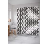 Штора (занавеска) для ванной JoyArty "Орнамент на сером фоне" из сатена, 180х200 см с крючками, sc_30662