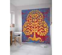 Штора (занавеска) для ванной JoyArty "Сердечное древо" из сатена, 180х200 см с крючками, sc_30951